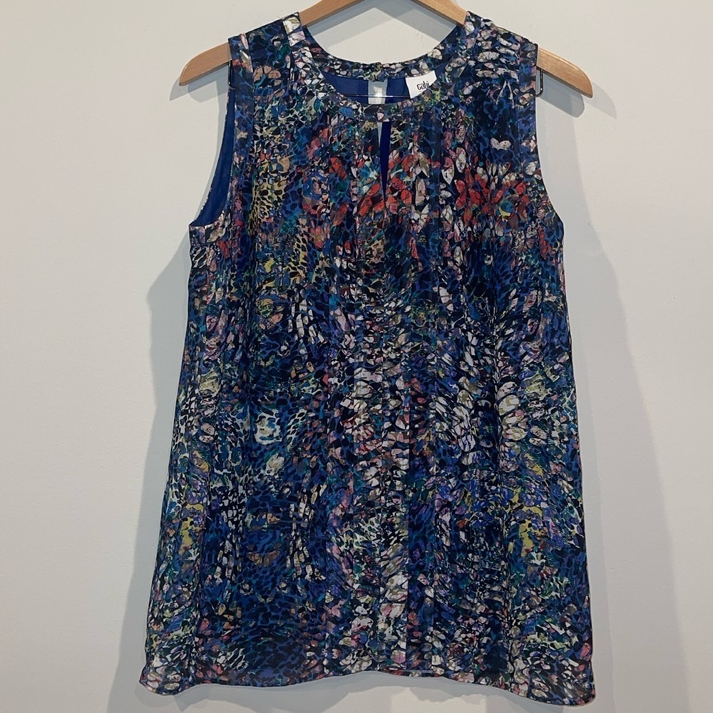 CAbi Women's Stained Glass Keyhole Sleeveless Blouse Size Medium